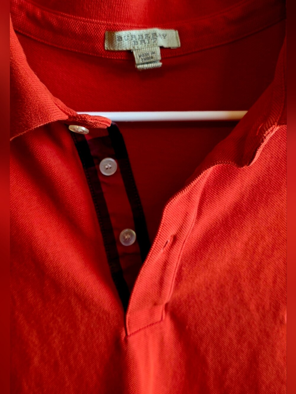 Burberry Brit Men's XXL Red Polo with Signature Trim